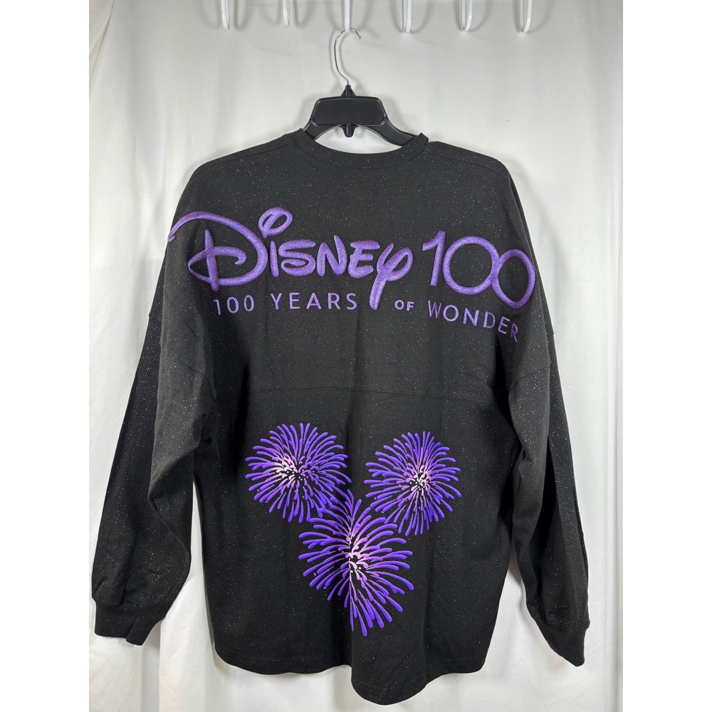Disney 100 Spirit Jersey Walt Disney World Black Purple Glitter Fireworks XL - Picture 2 of 6